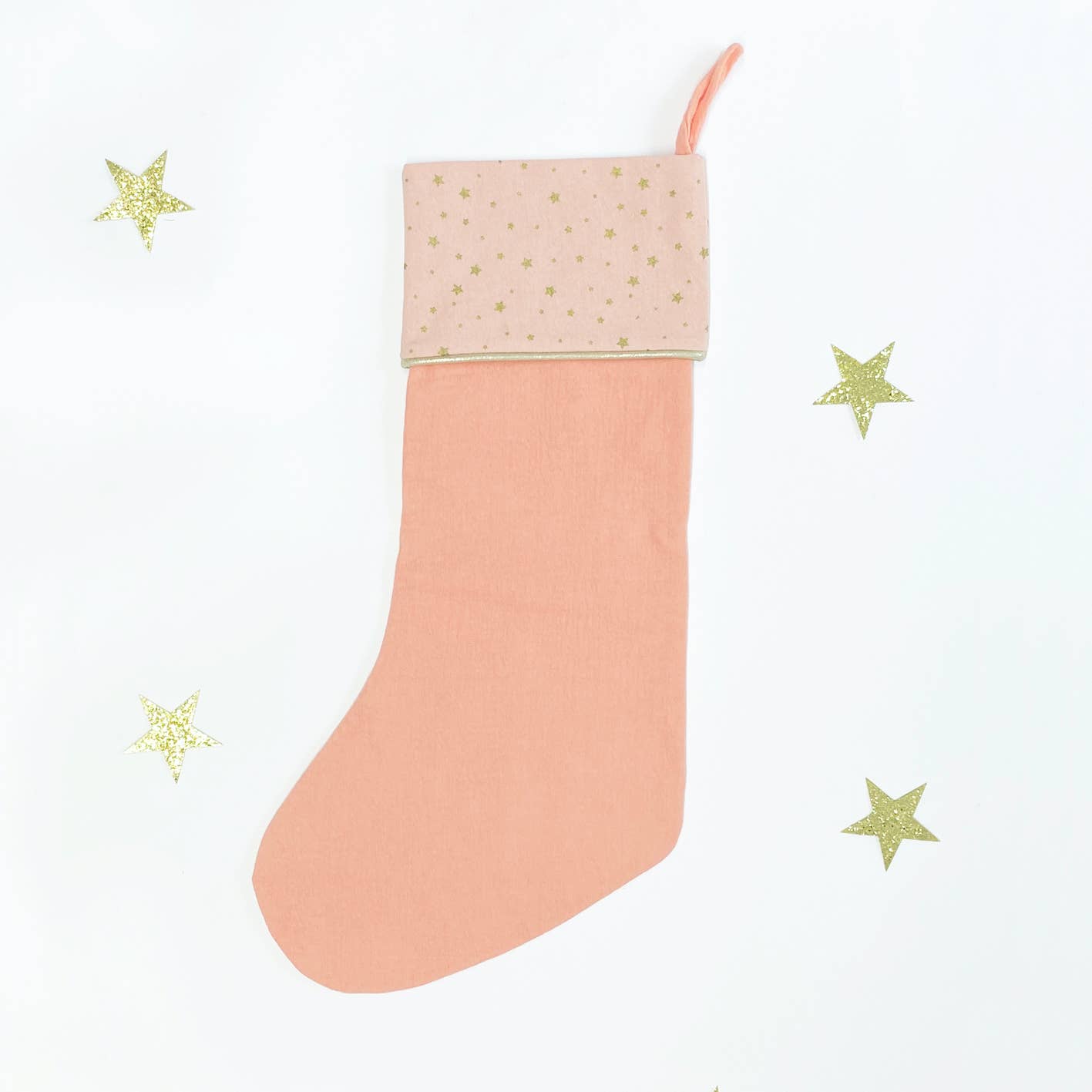 Starry Christmas Stocking Coral - Pretty Crafty Lady Shop