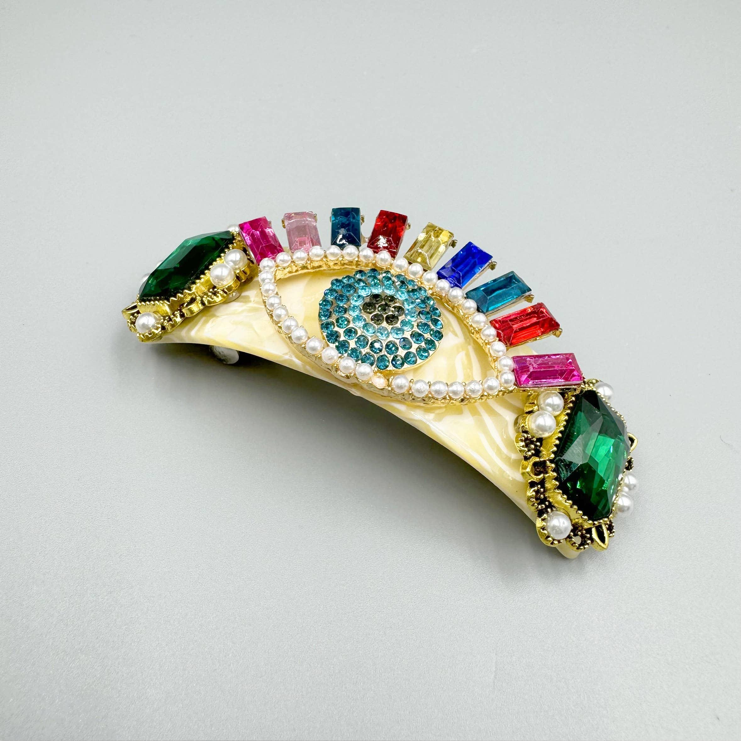 Evil Eye Rhinestone Hair French barrette