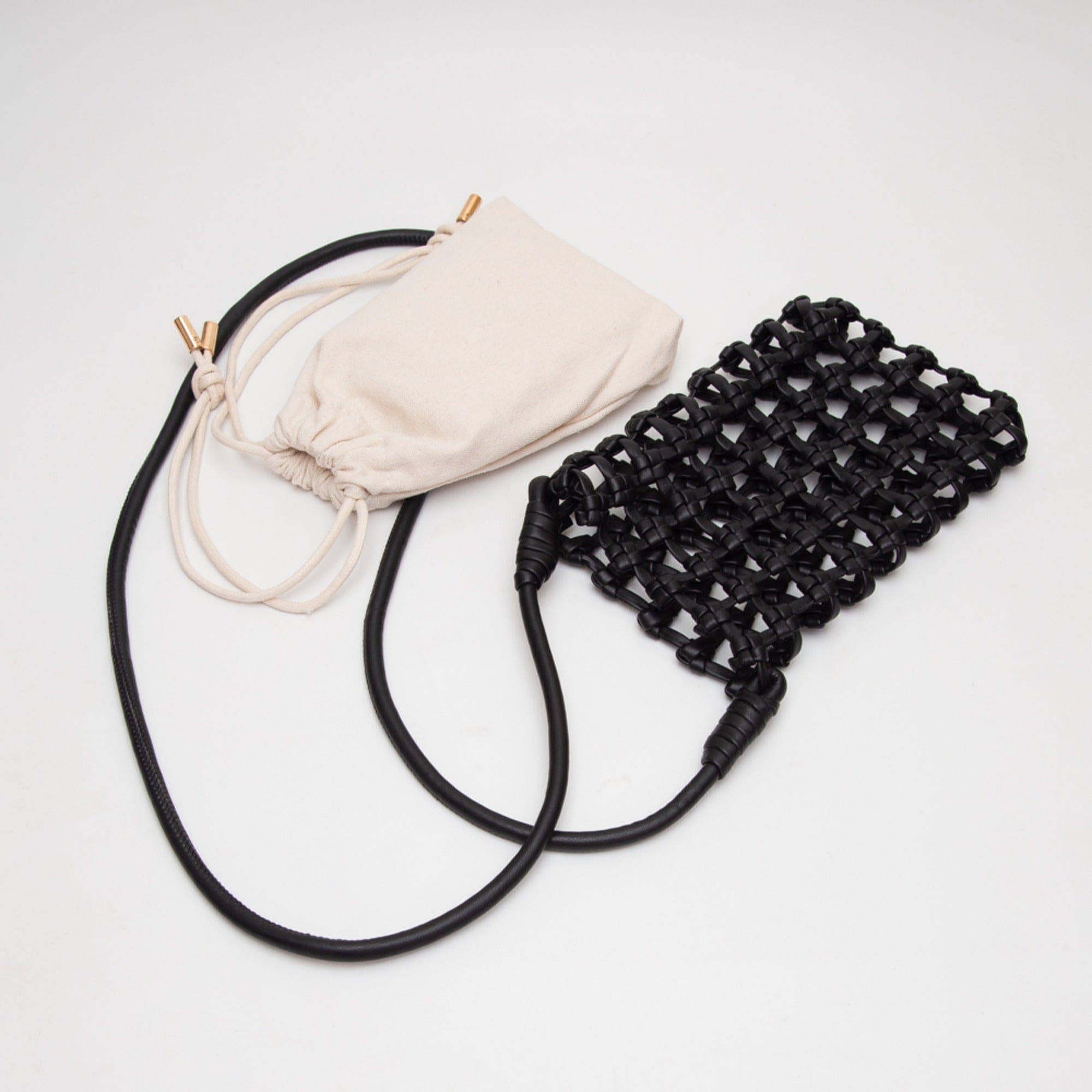 TG10626 Cara Mini Woven Drawstring Crossbody Bag - Gray - Bexa Boutique