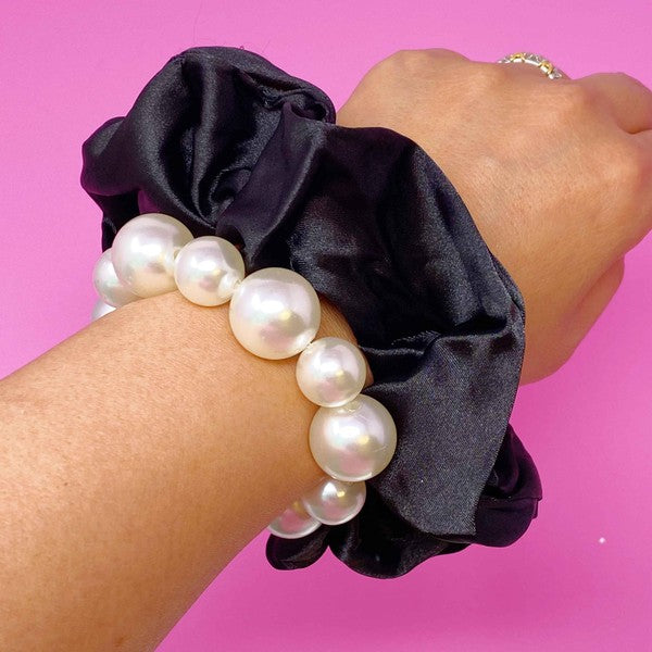 Pearl & Satin Scrunchie Set