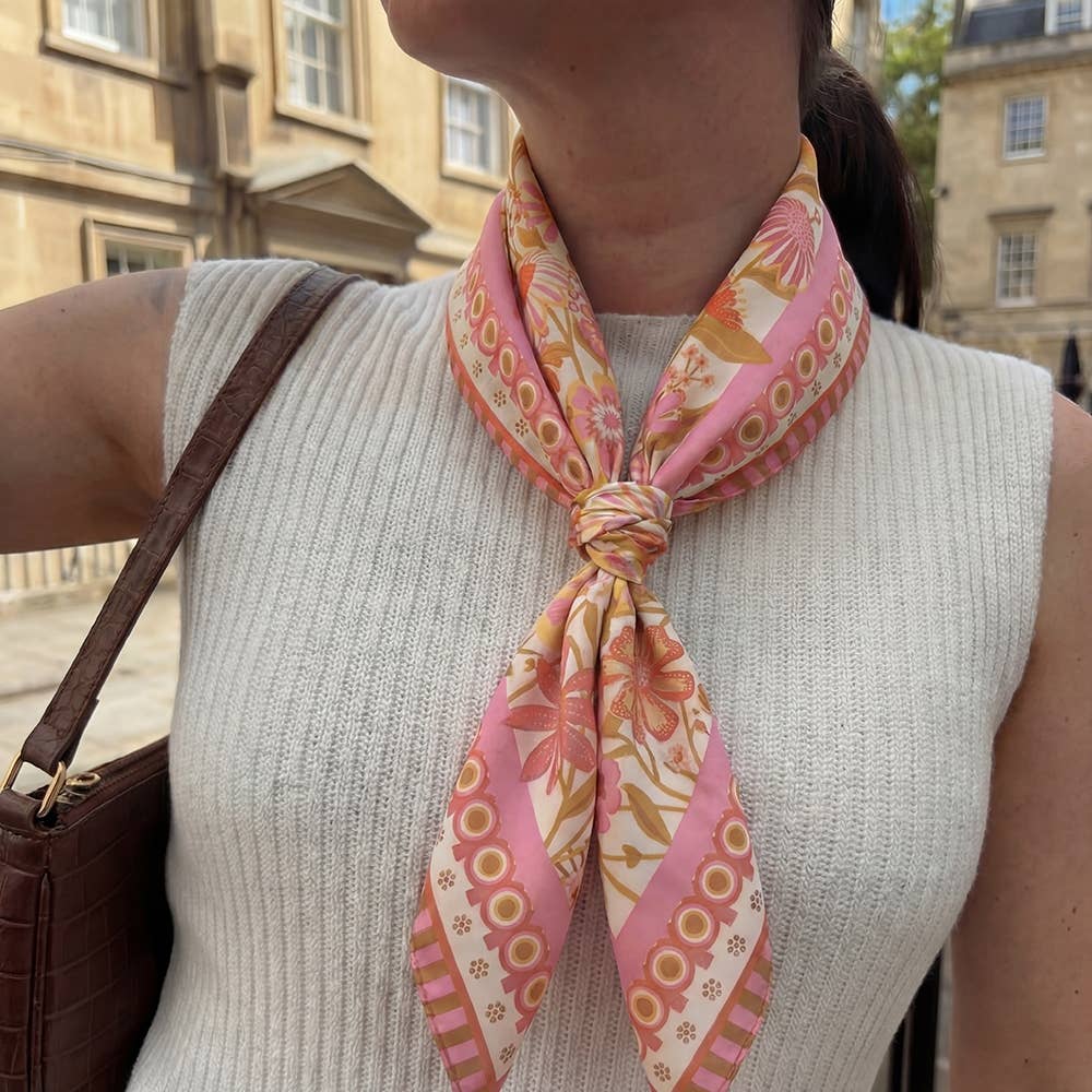 Flower Print Square Bandana Scarf