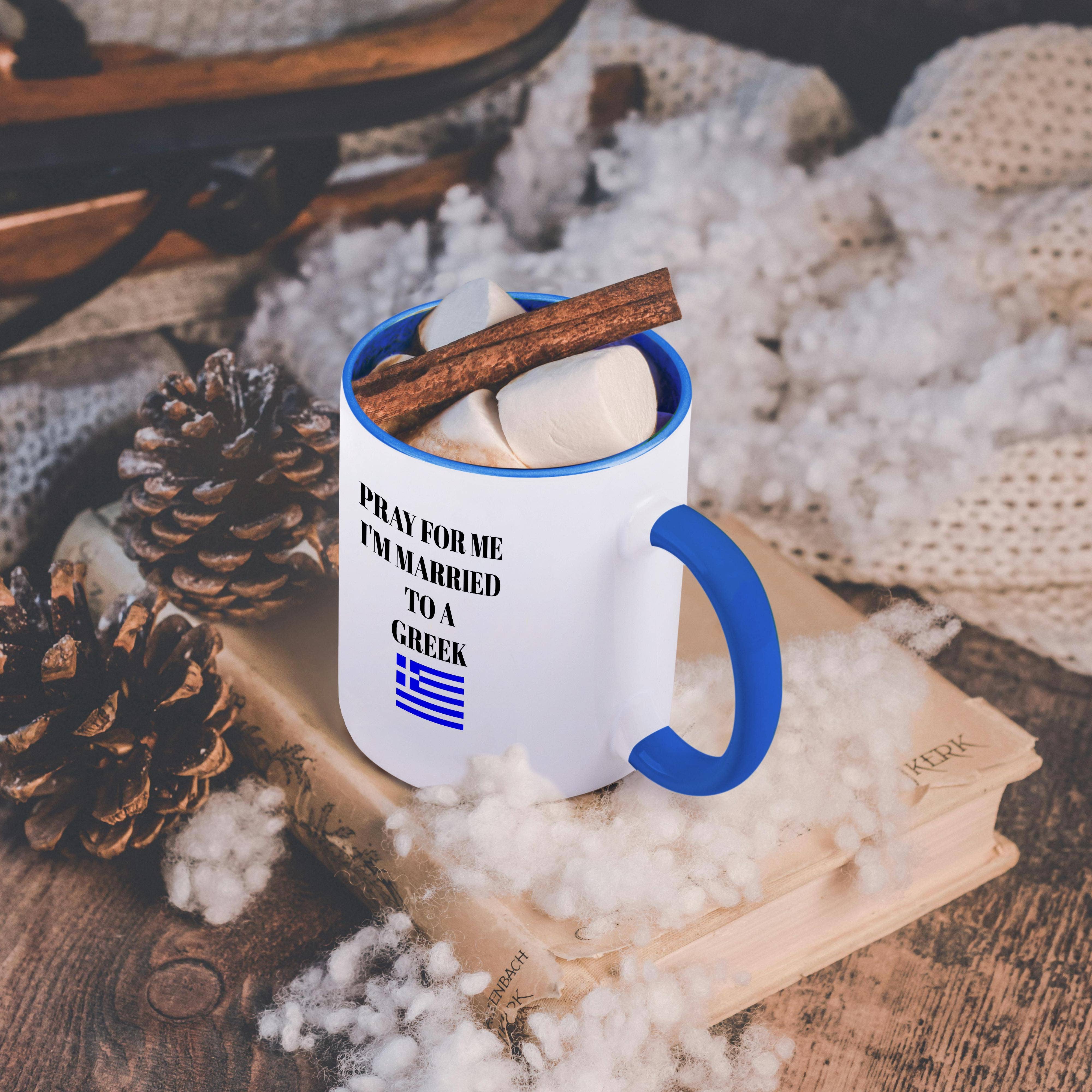 3dRose, Pray for me Im married to a Greek, picture of Greek flag, Mug - Bexa Boutique