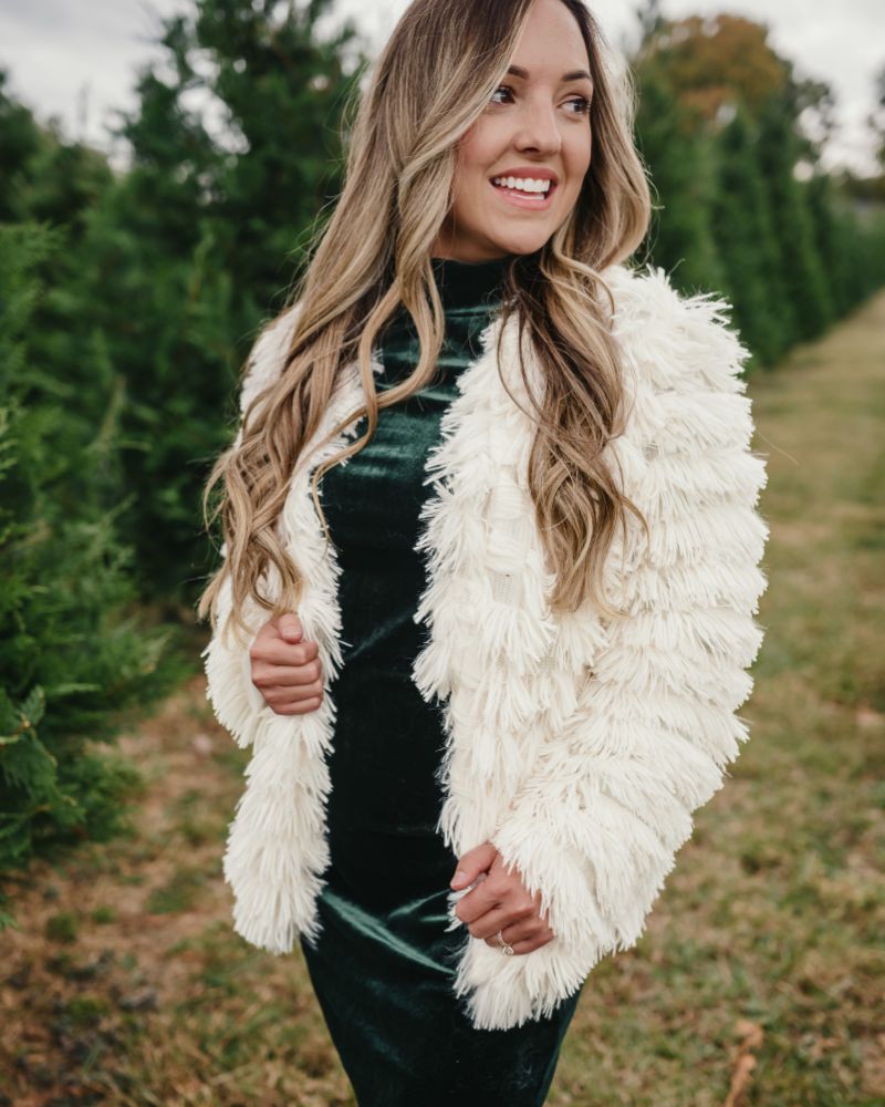 Fatima Faux Shag Layered Jacket - Ivory