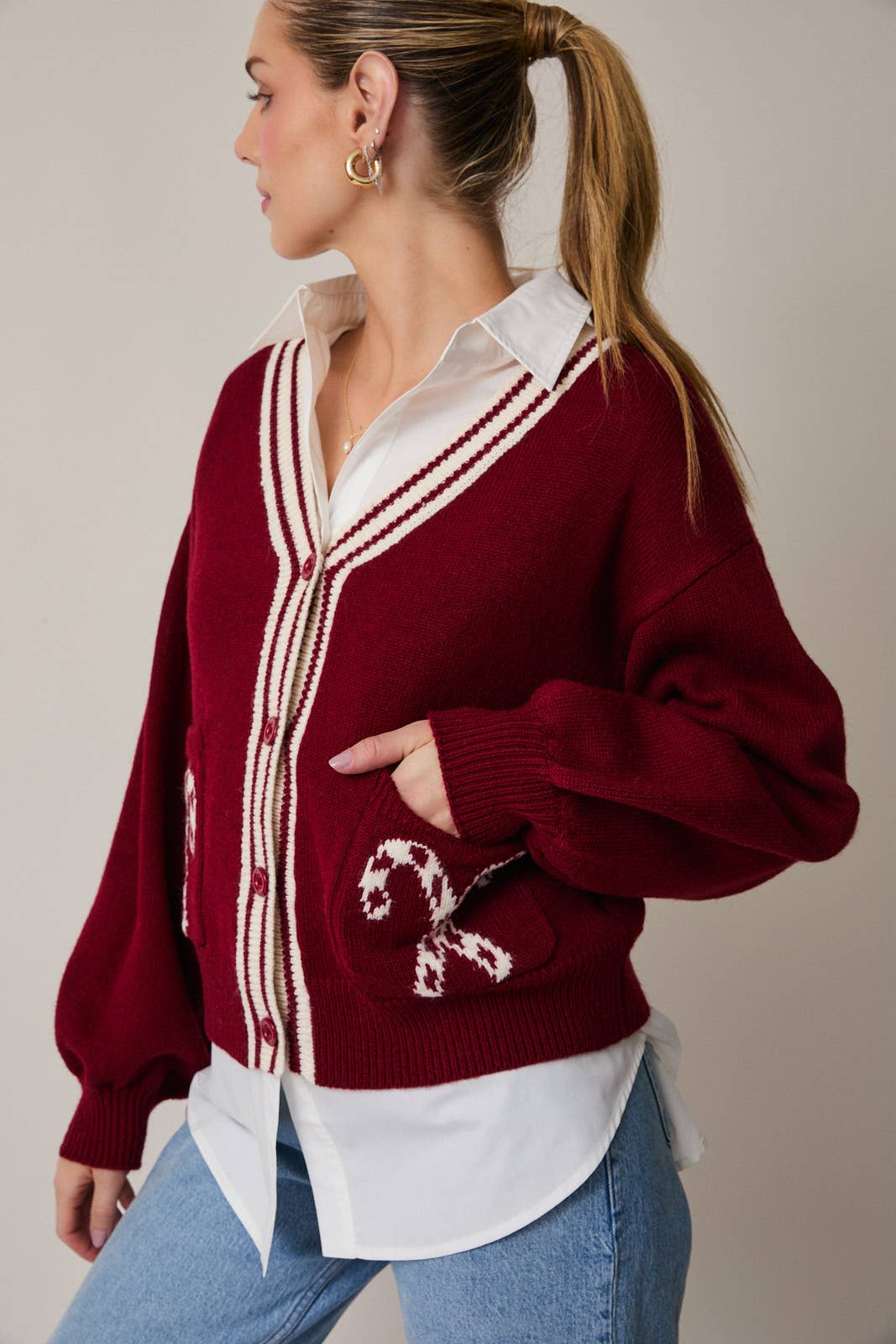 CANDY CANE SWEATER CARDIGAN