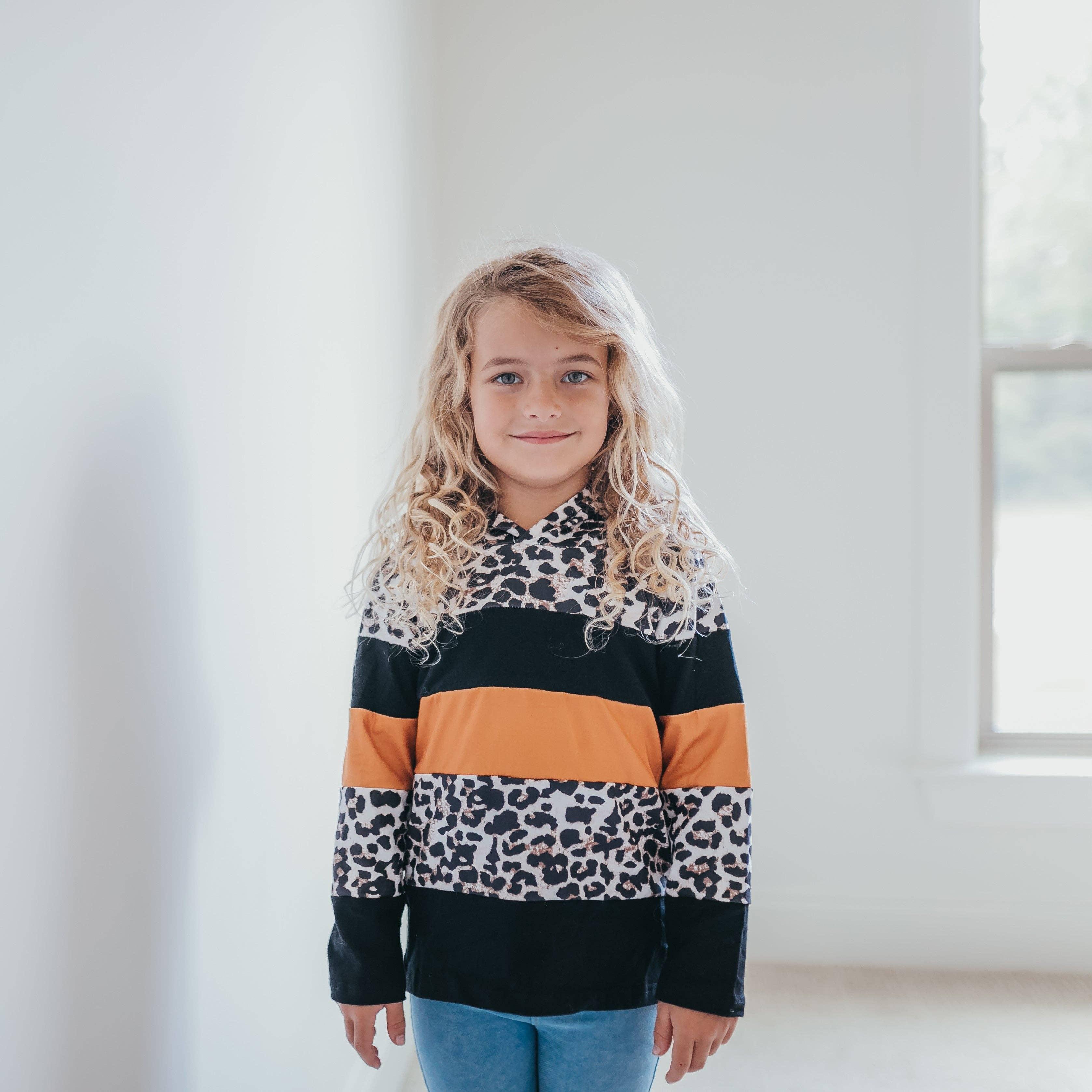 Black & Leopard Print Hoodie Shirt