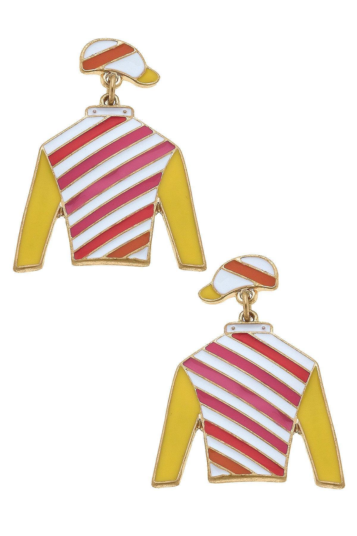 Ferdinand Jockey Silk Enamel Drop Earrings