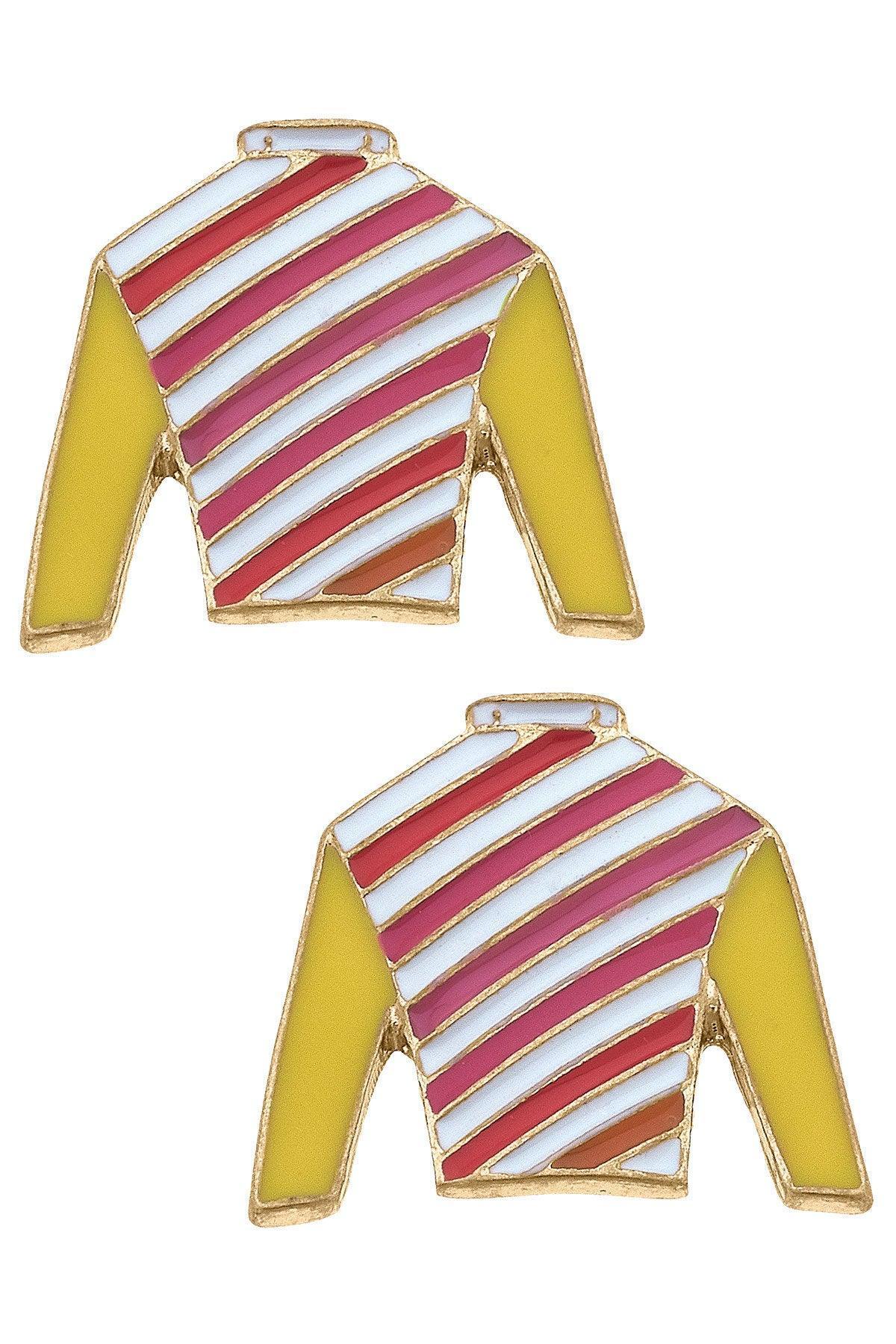 Ferdinand Jockey Silk Enamel Stud Earrings