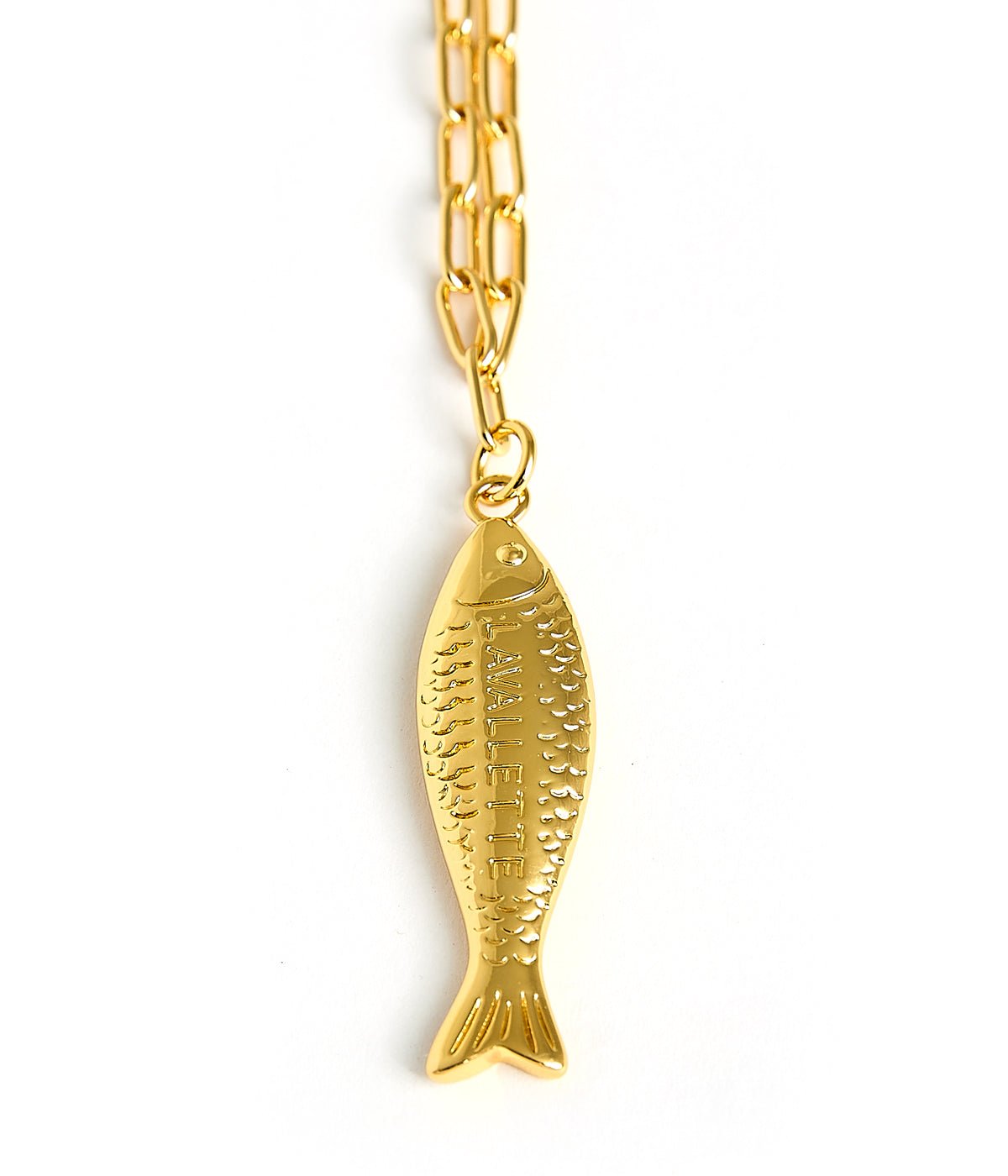 Fish - Beach Town - Small Paper Clip Chain Necklace - 18k Gold Plated 18 Inches