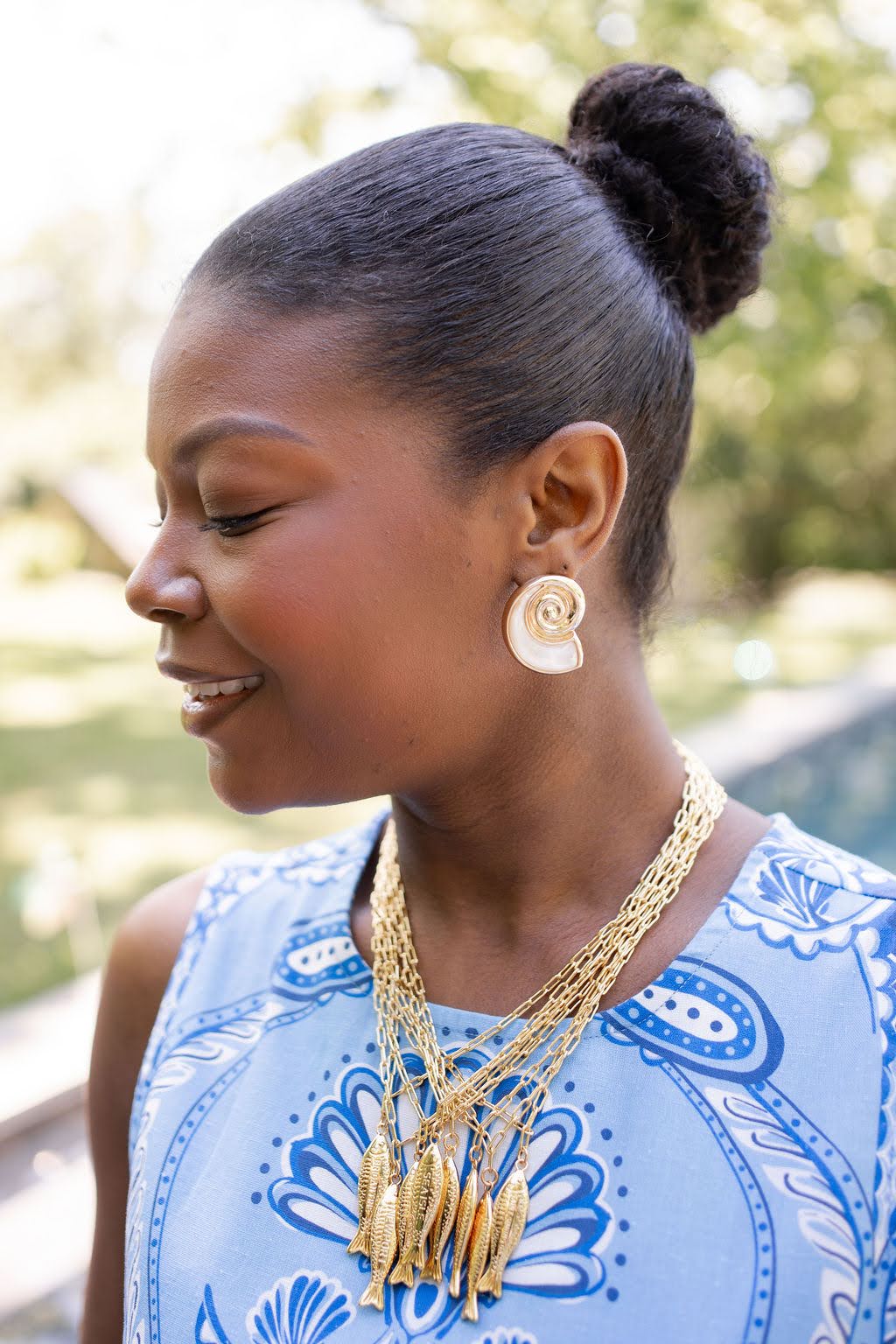 Fish - Beach Town - Small Paper Clip Chain Necklace - 18k Gold Plated 18 Inches - Bexa Boutique