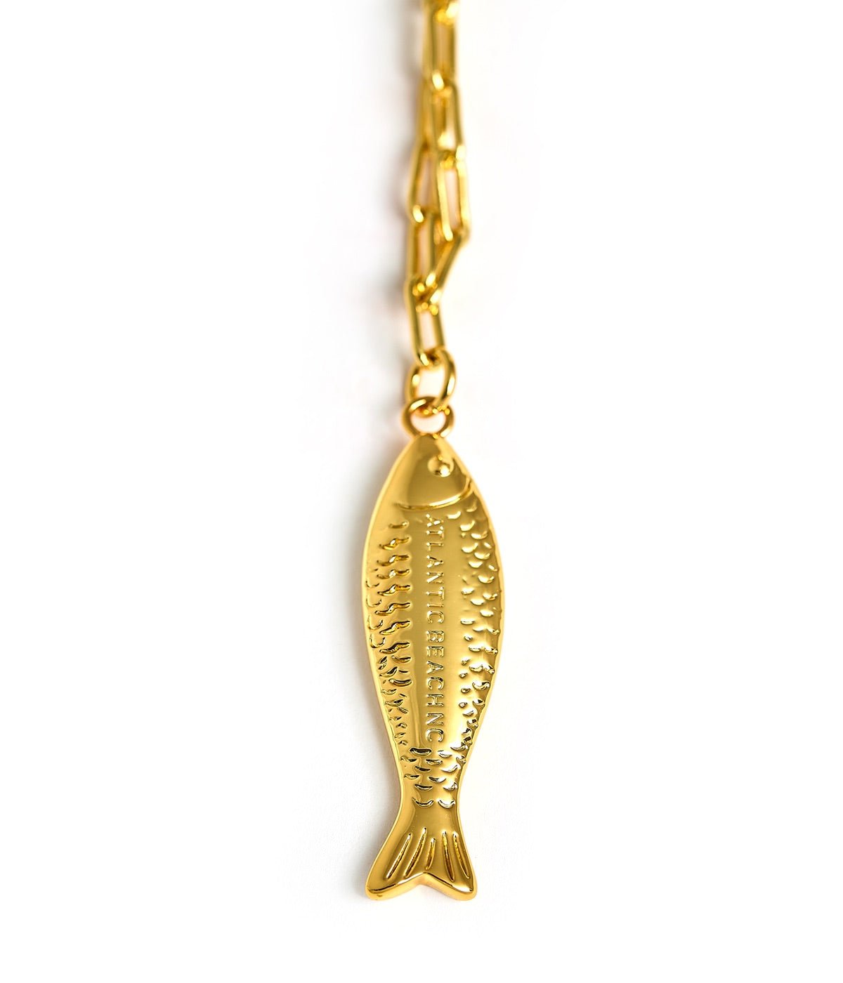 Fish - Beach Town - Small Paper Clip Chain Necklace - 18k Gold Plated 18 Inches - Bexa Boutique