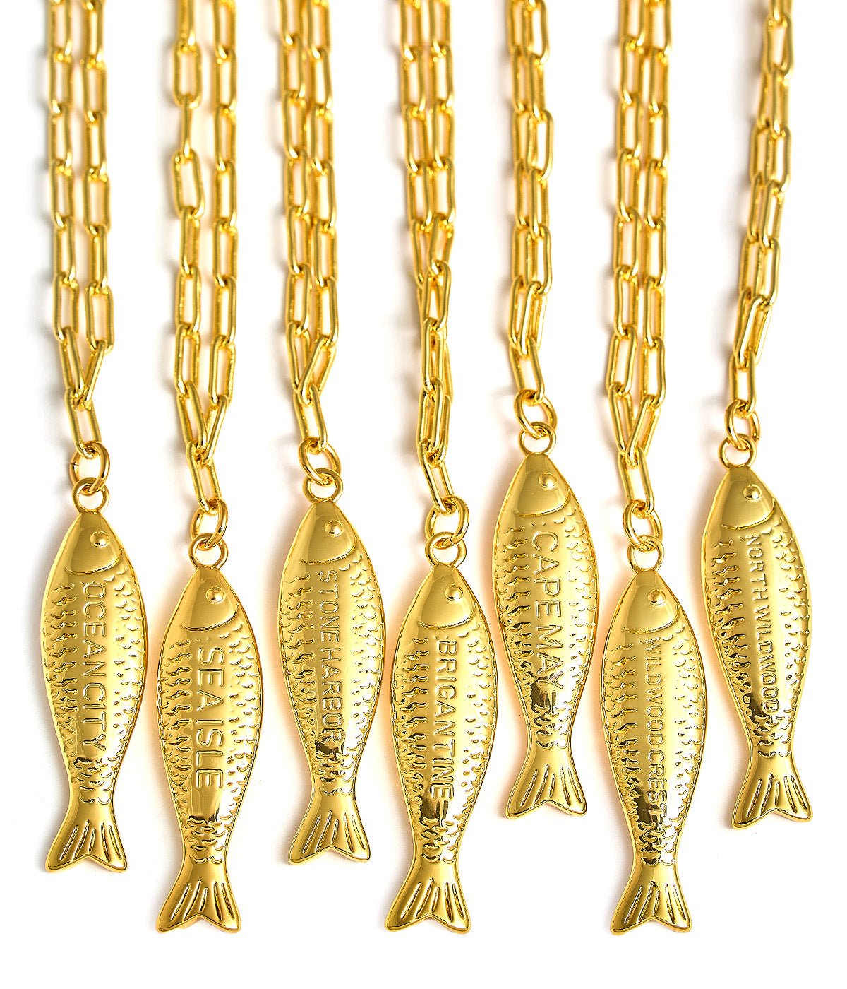 Fish - Beach Town - Small Paper Clip Chain Necklace - 18k Gold Plated 18 Inches - Bexa Boutique