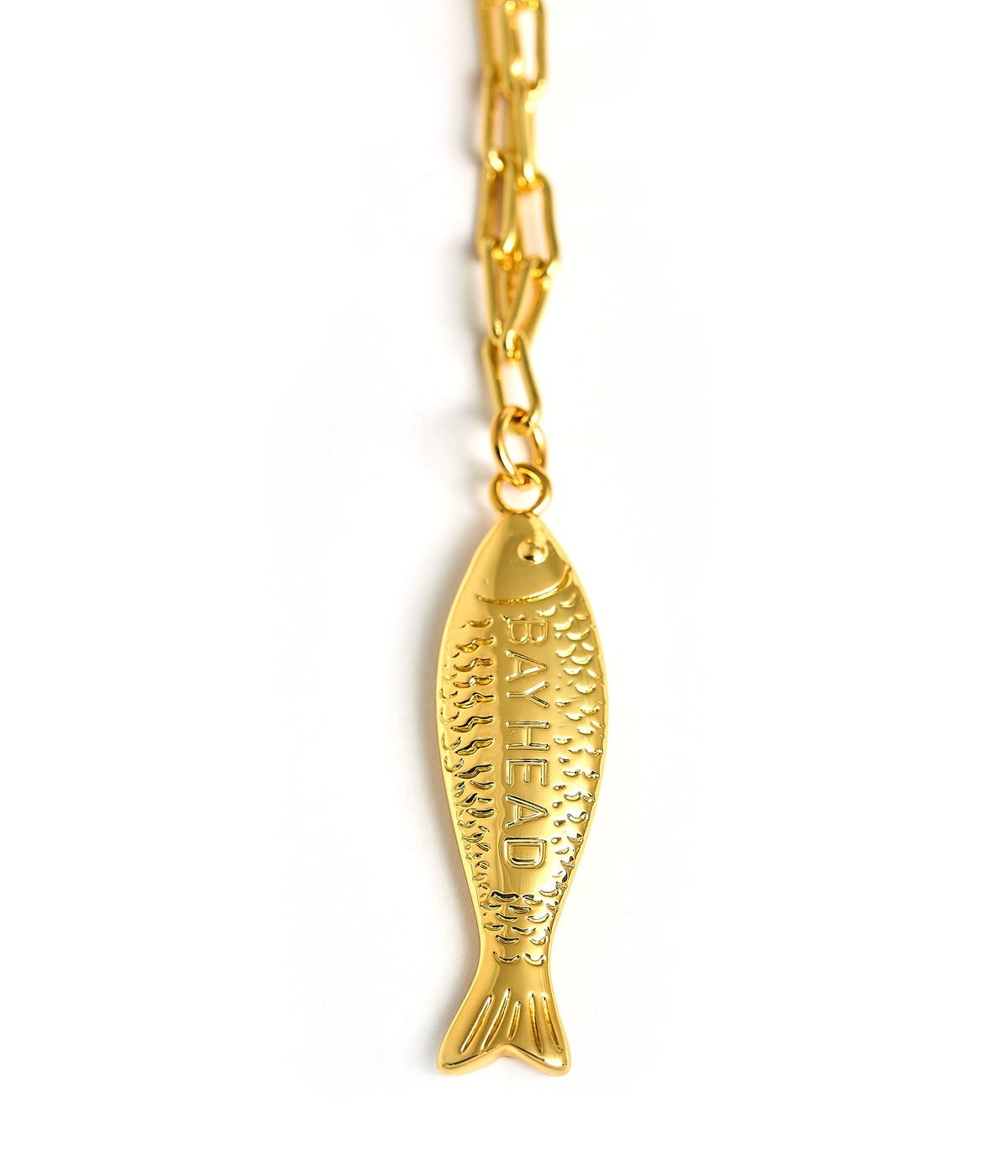 Fish - Beach Town - Small Paper Clip Chain Necklace - 18k Gold Plated 18 Inches - Bexa Boutique