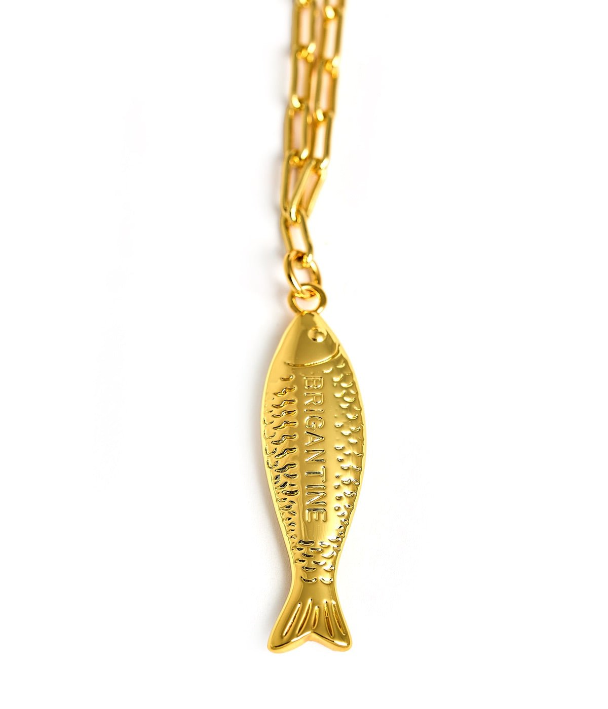 Fish - Beach Town - Small Paper Clip Chain Necklace - 18k Gold Plated 18 Inches - Bexa Boutique