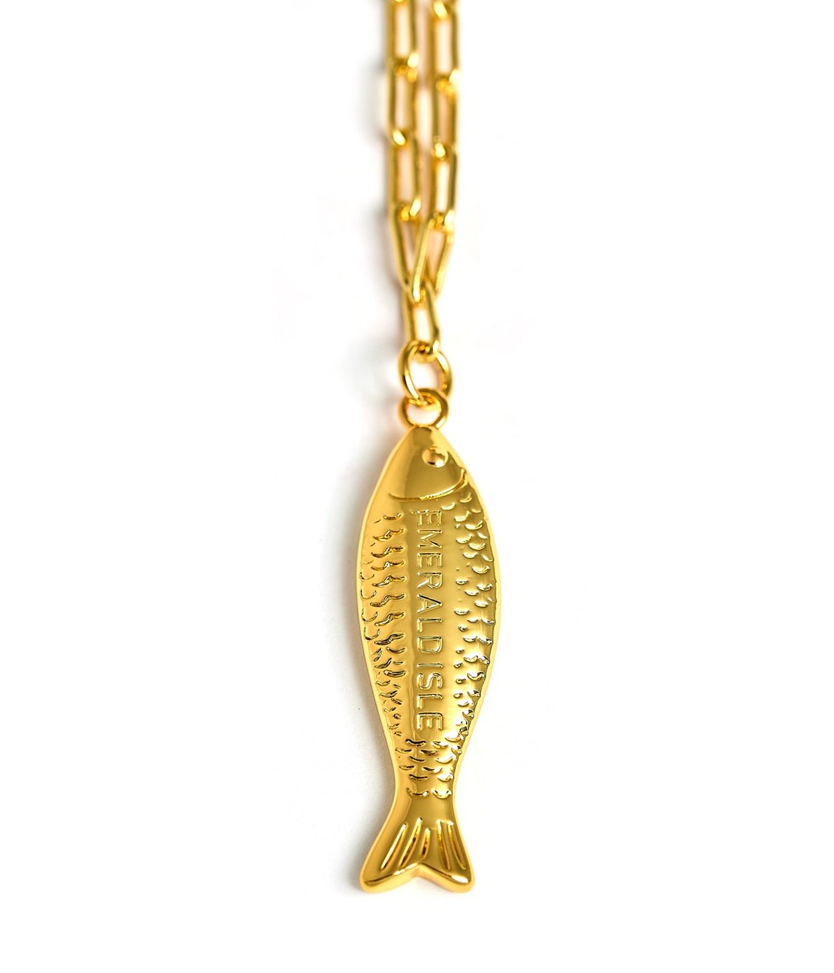 Fish - Beach Town - Small Paper Clip Chain Necklace - 18k Gold Plated 18 Inches - Bexa Boutique