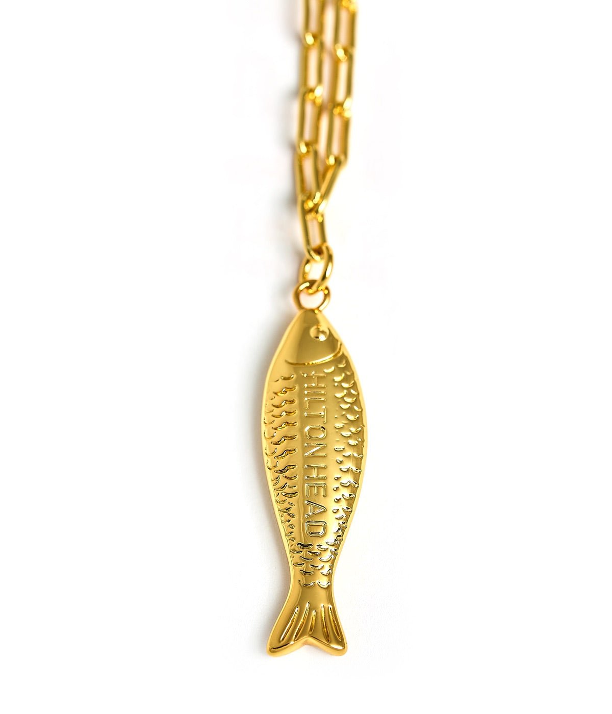 Fish - Beach Town - Small Paper Clip Chain Necklace - 18k Gold Plated 18 Inches - Bexa Boutique