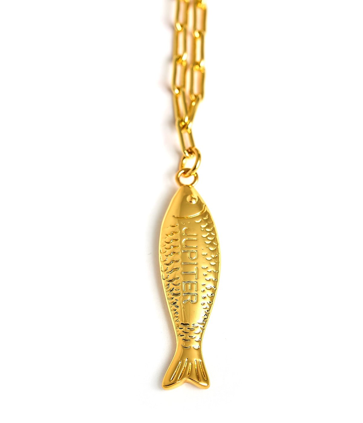 Fish - Beach Town - Small Paper Clip Chain Necklace - 18k Gold Plated 18 Inches - Bexa Boutique