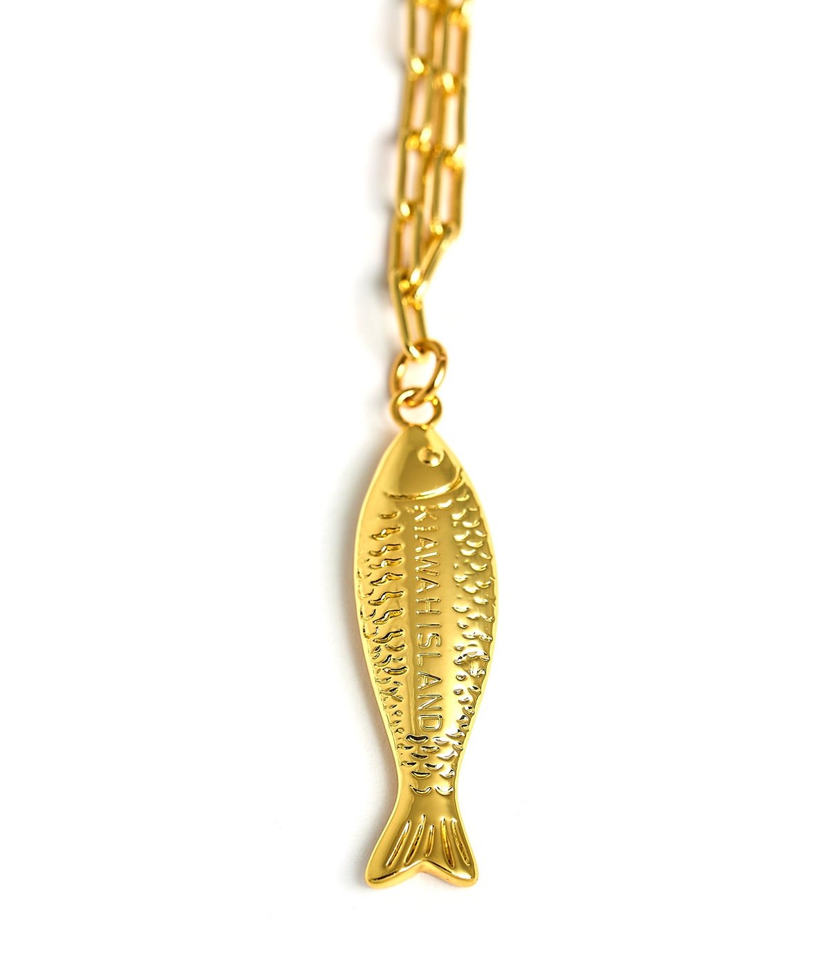 Fish - Beach Town - Small Paper Clip Chain Necklace - 18k Gold Plated 18 Inches - Bexa Boutique