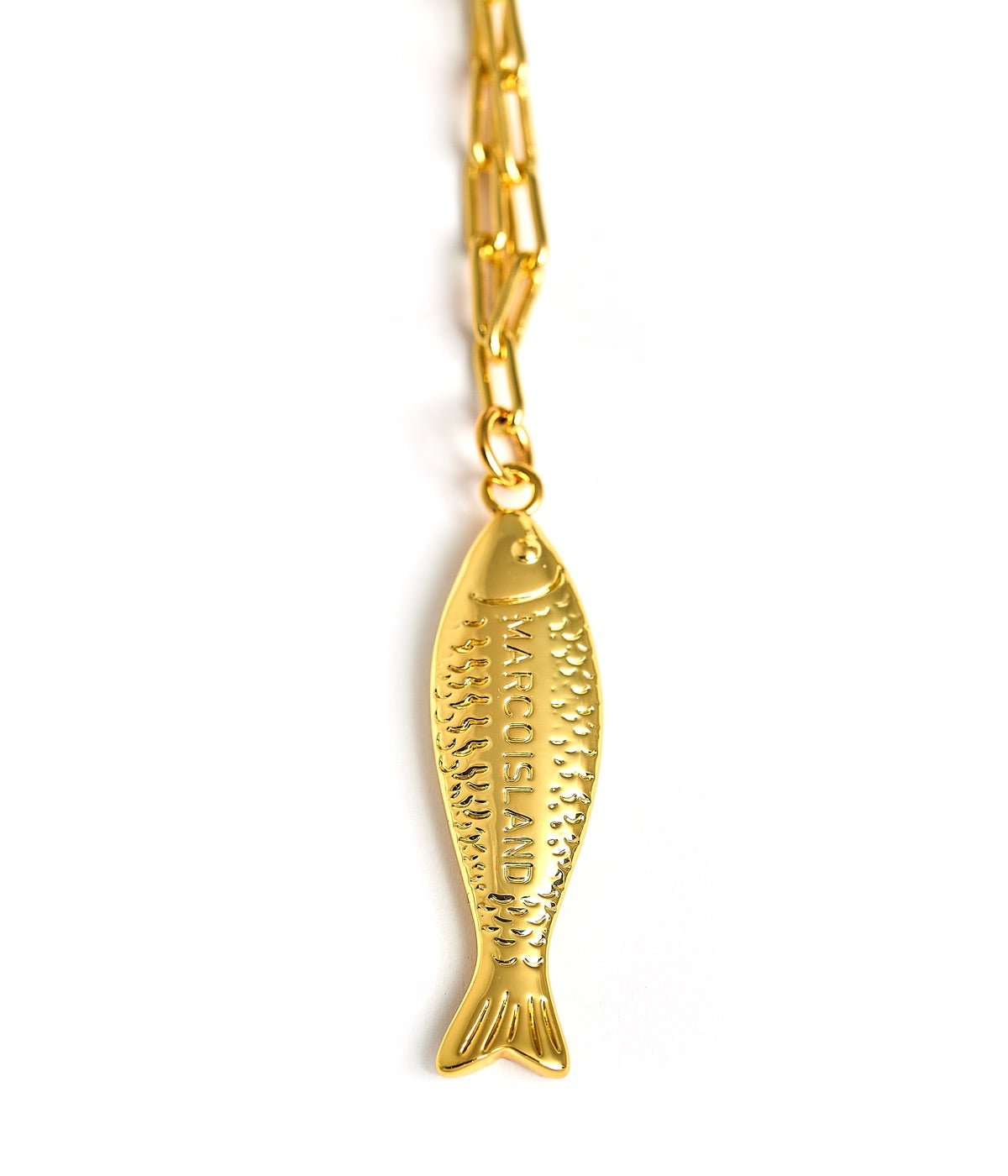 Fish - Beach Town - Small Paper Clip Chain Necklace - 18k Gold Plated 18 Inches - Bexa Boutique