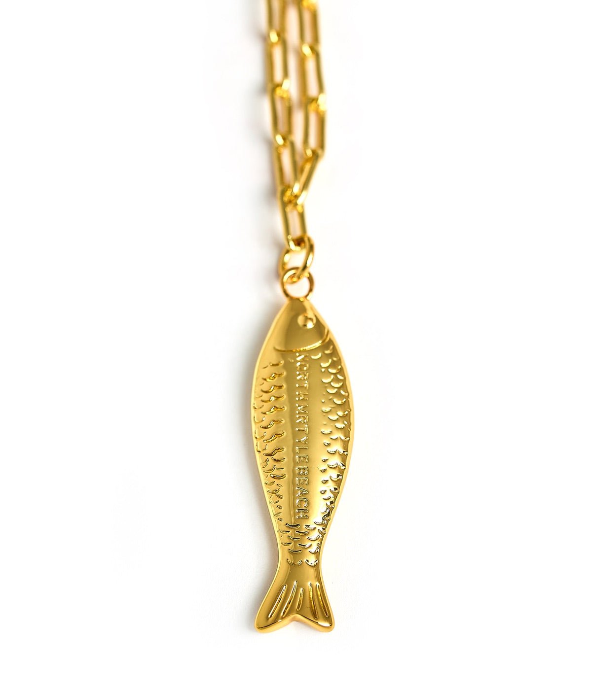 Fish - Beach Town - Small Paper Clip Chain Necklace - 18k Gold Plated 18 Inches - Bexa Boutique