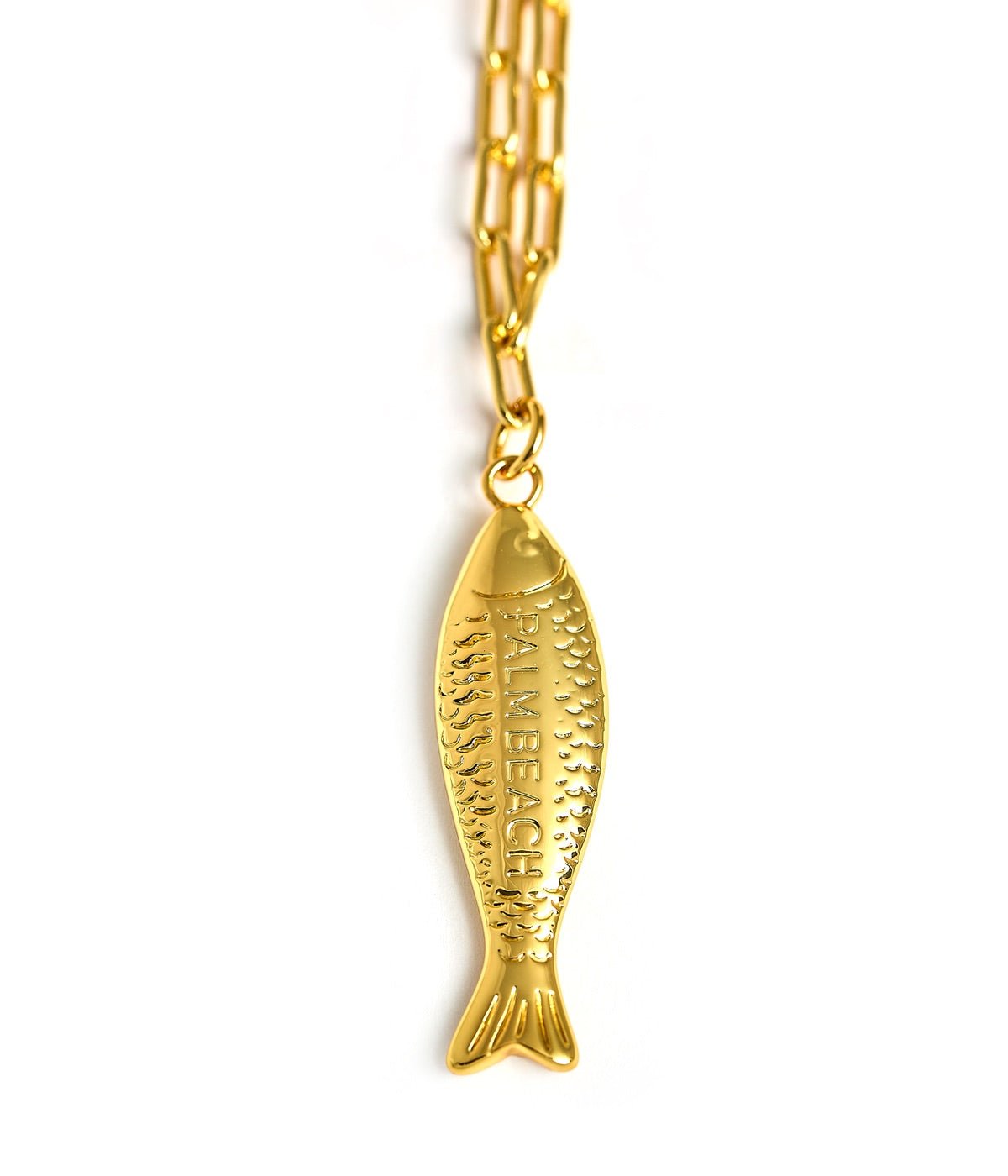 Fish - Beach Town - Small Paper Clip Chain Necklace - 18k Gold Plated 18 Inches - Bexa Boutique