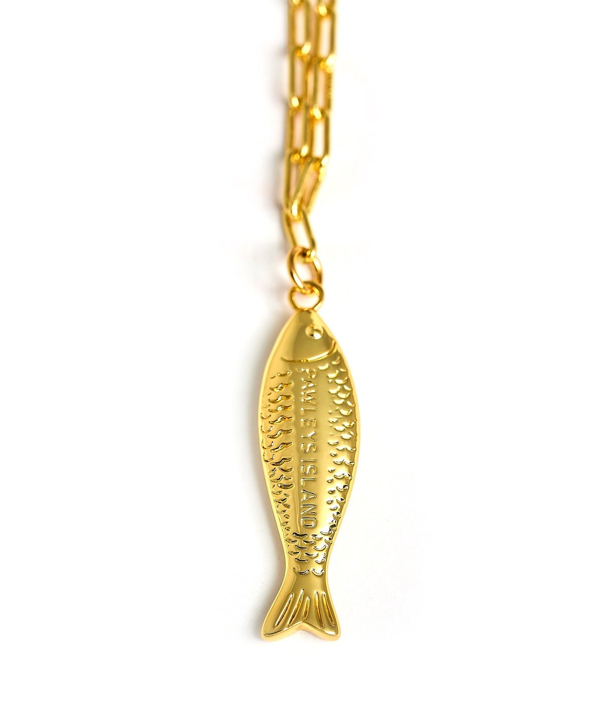 Fish - Beach Town - Small Paper Clip Chain Necklace - 18k Gold Plated 18 Inches - Bexa Boutique