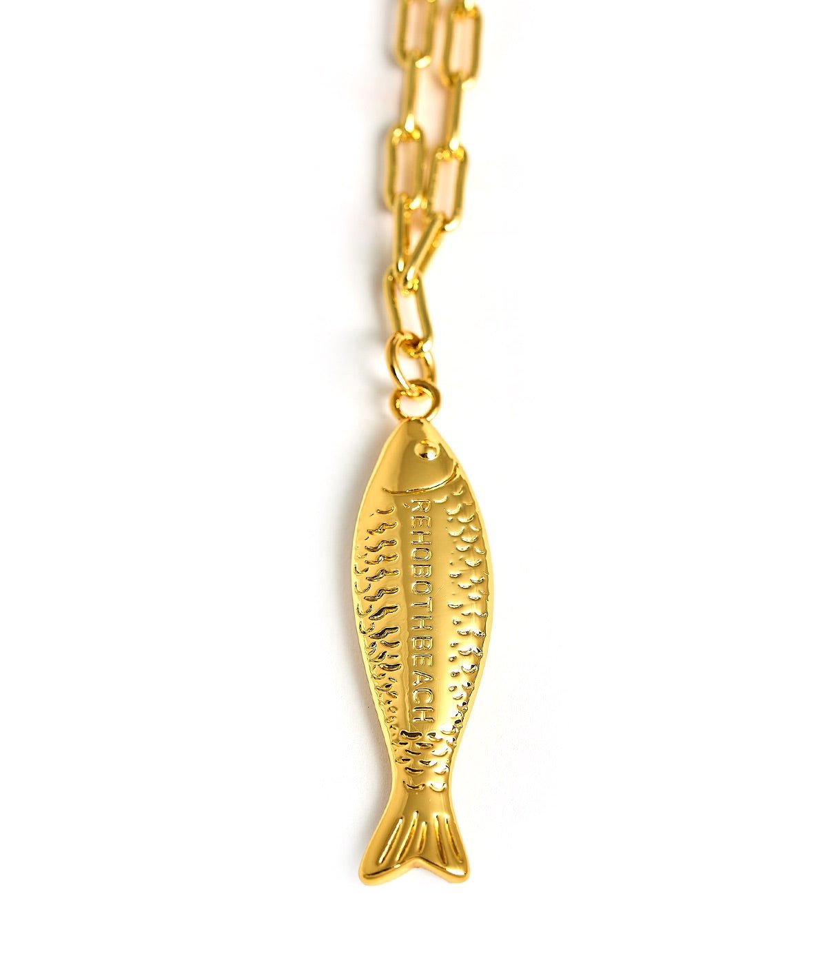 Fish - Beach Town - Small Paper Clip Chain Necklace - 18k Gold Plated 18 Inches - Bexa Boutique