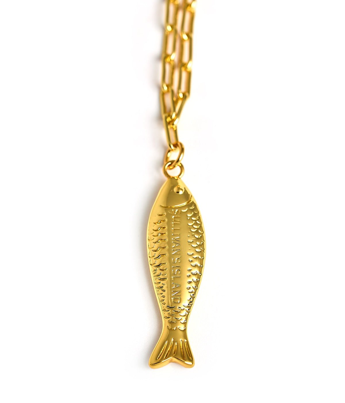 Fish - Beach Town - Small Paper Clip Chain Necklace - 18k Gold Plated 18 Inches - Bexa Boutique