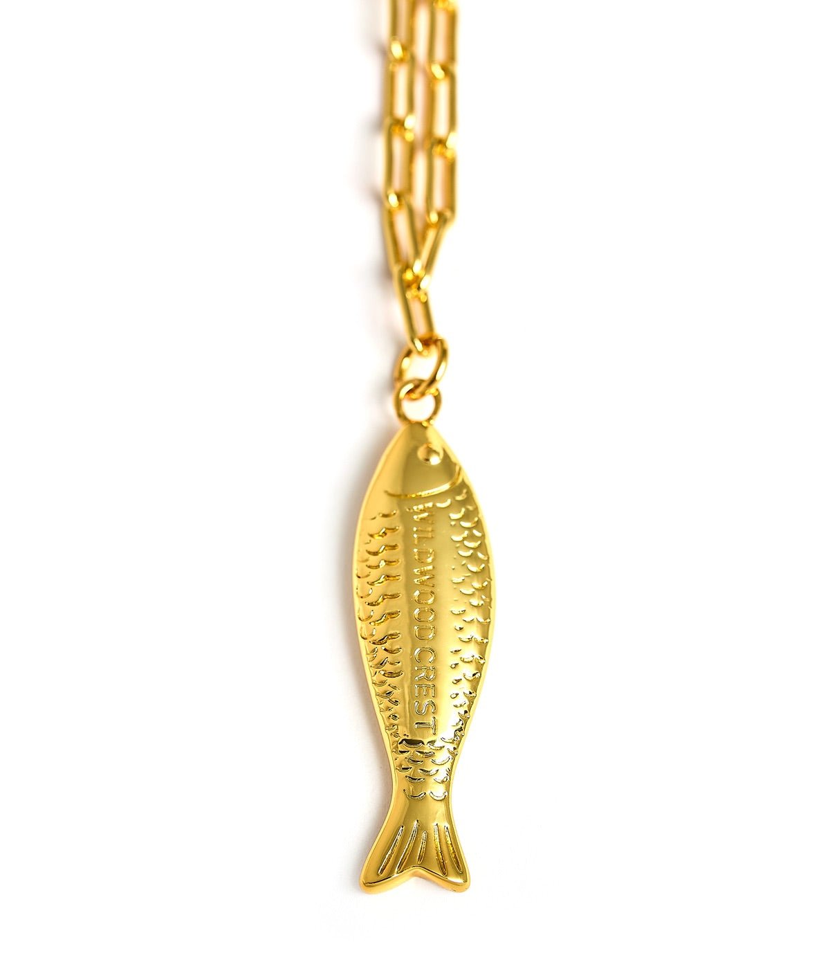 Fish - Beach Town - Small Paper Clip Chain Necklace - 18k Gold Plated 18 Inches - Bexa Boutique