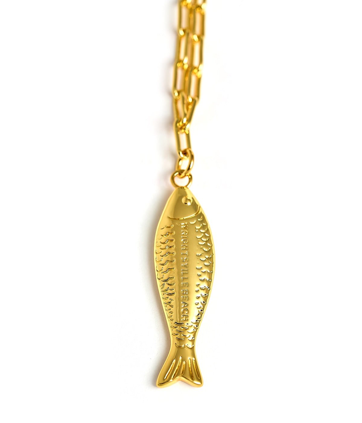 Fish - Beach Town - Small Paper Clip Chain Necklace - 18k Gold Plated 18 Inches - Bexa Boutique
