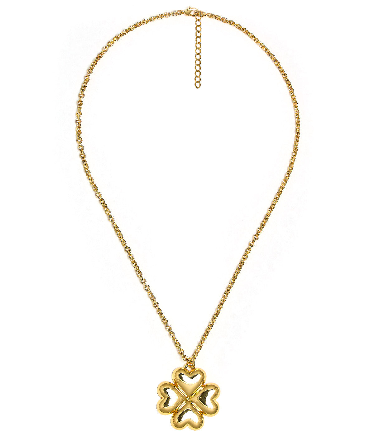 Puffy Shamrock Necklace with gold chain - 18k Plated Necklace - Bexa Boutique