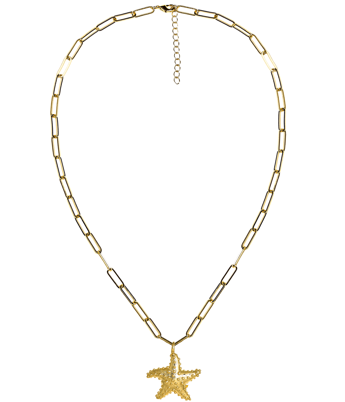 Gold Puffy Starfish Charm Necklace - 18k Gold Plated - Bexa Boutique