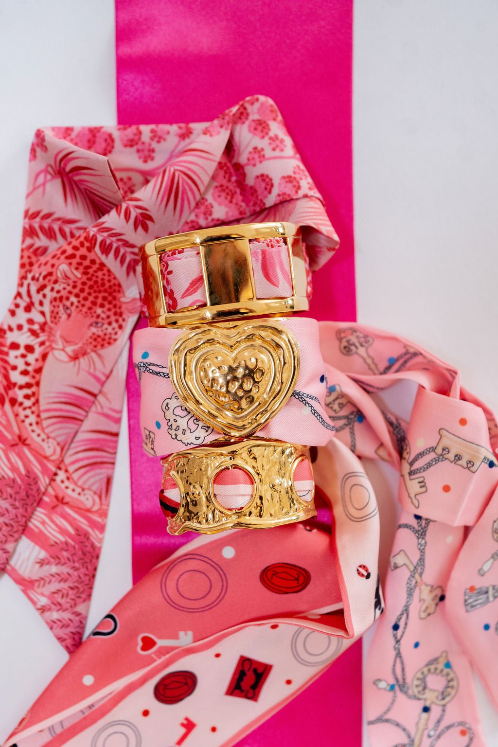 Scalloped Scarf Cuff - Wren - Pink and Red - Bexa Boutique