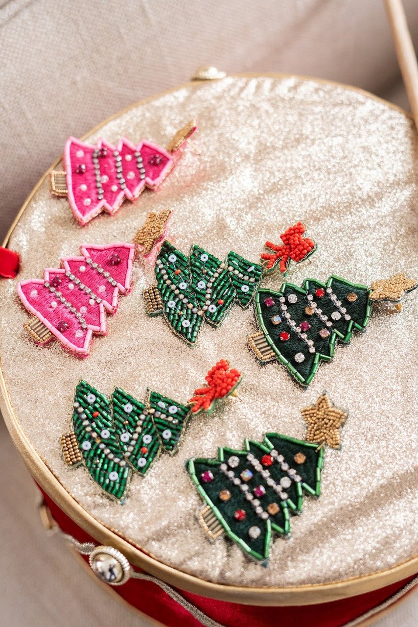 Hot Pink Christmas Tree - Earring