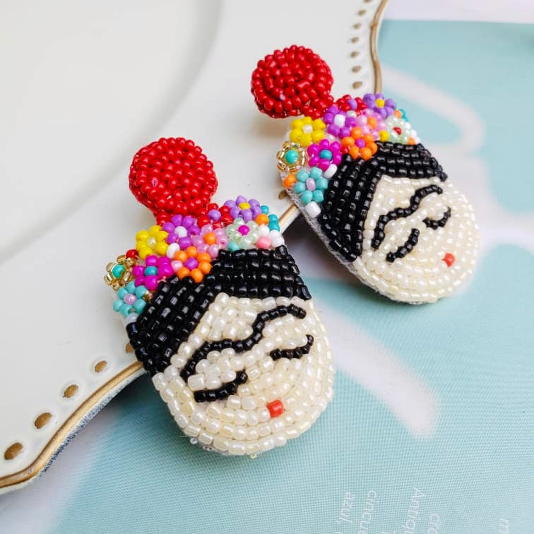 Frida Beaded Red Earrings