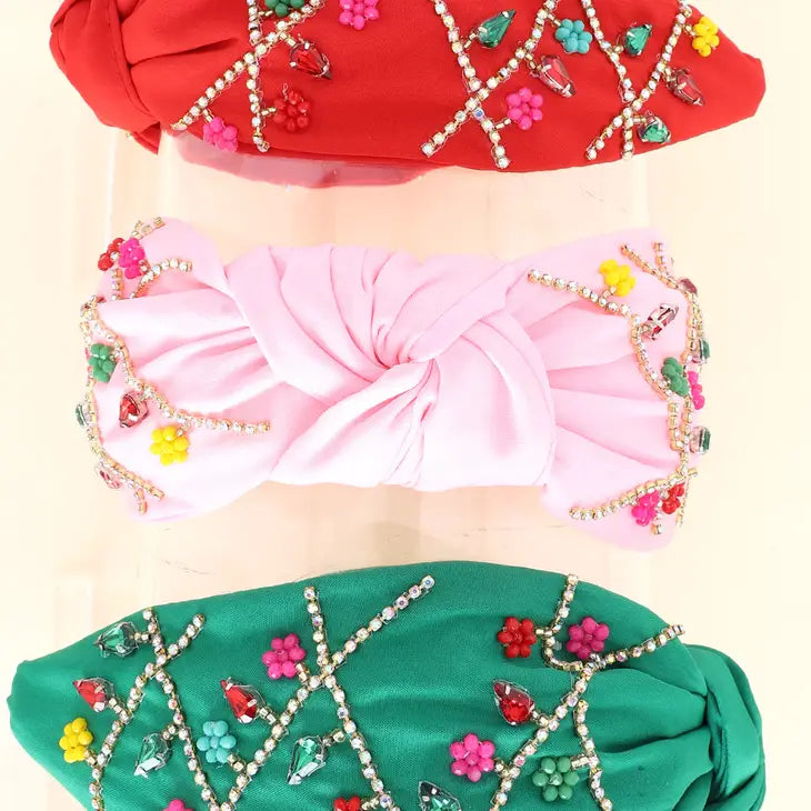 Green Jeweled Christmas Lights Headband - Bexa Boutique