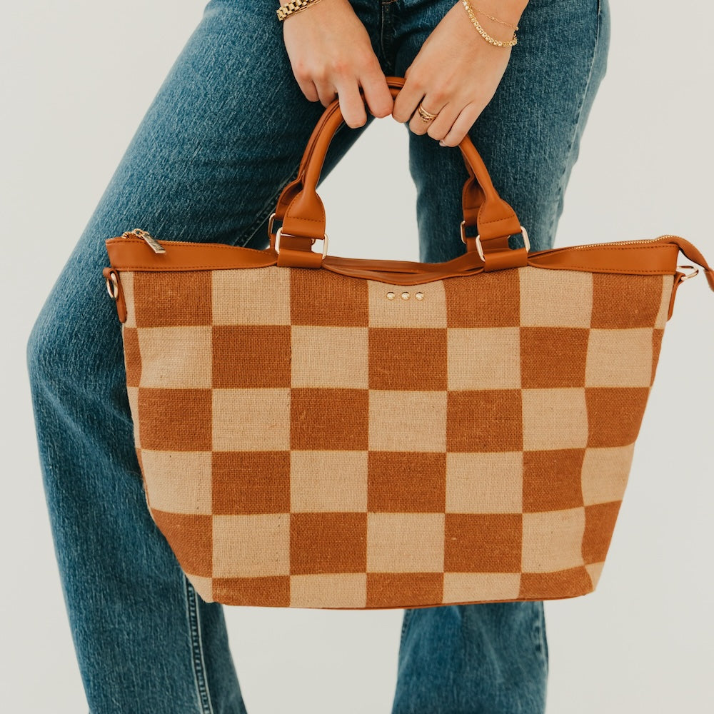 June Jute Tote Bag - Stripe Black - Bexa Boutique