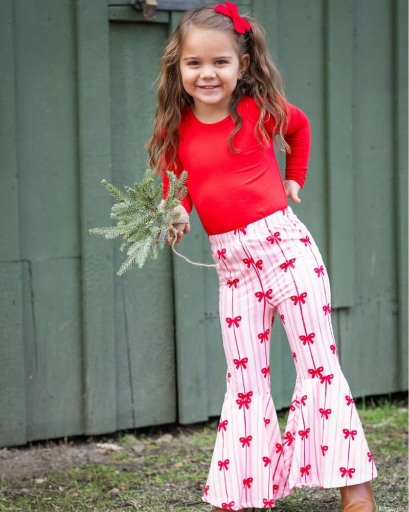 Keely Exaggerated Bell Bottoms - Sweetheart Bows