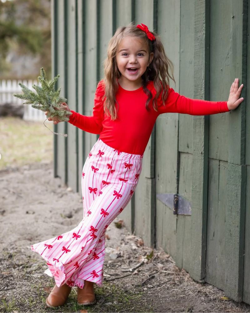 Keely Exaggerated Bell Bottoms - Sweetheart Bows