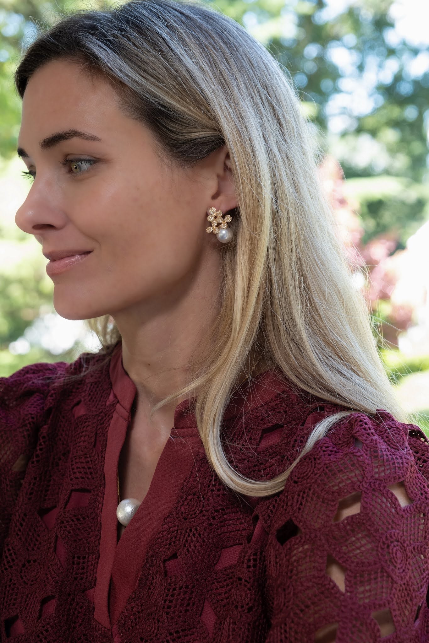 Kennedy Earrings - Rhinestone & Pearl- 18k Gold Plated - Kristin Kennedy Collection - Gold - Bexa Boutique