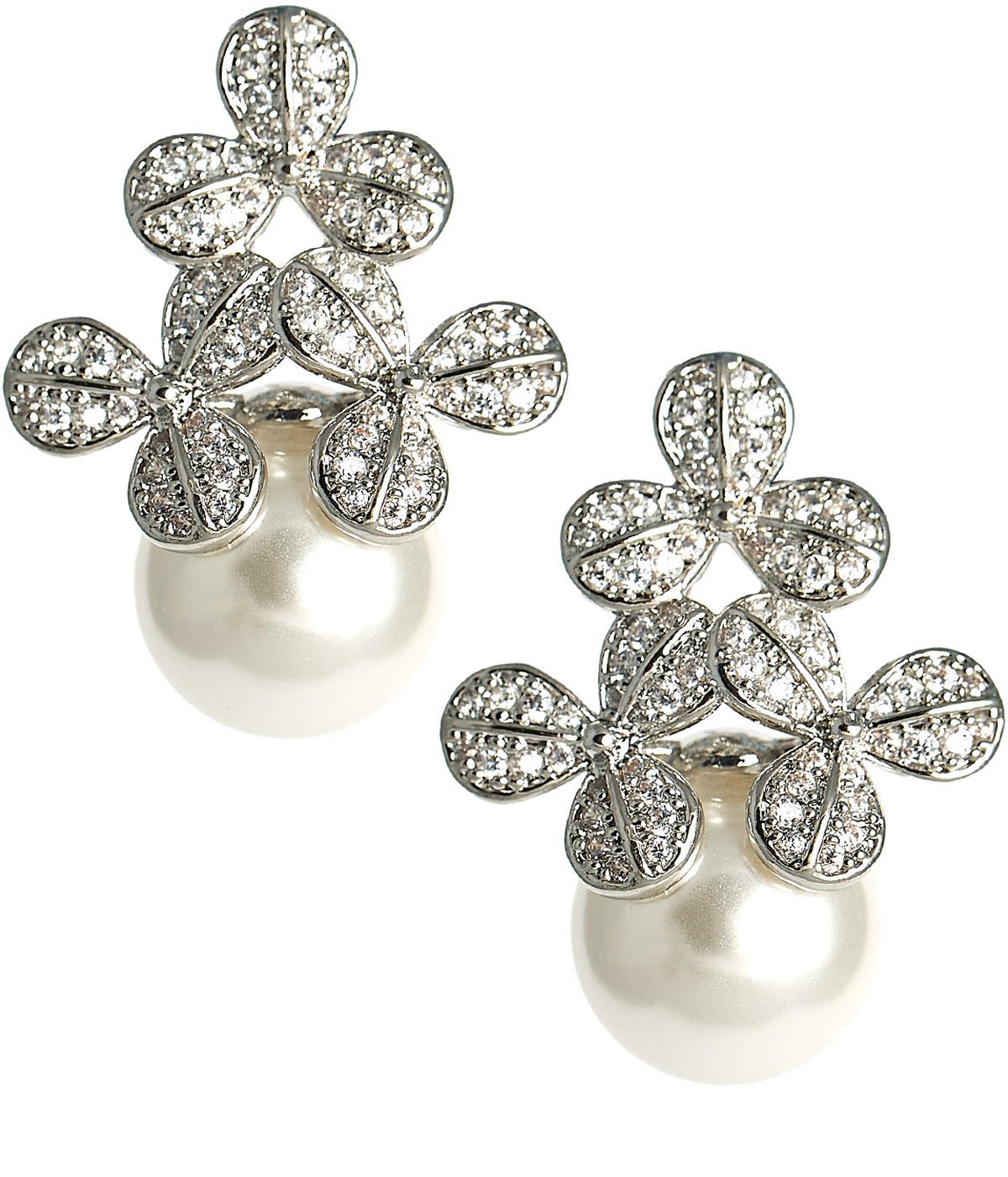 Kennedy Earrings - Rhinestone & Pearl- 18k Gold Plated - Kristin Kennedy Collection - Gold - Bexa Boutique