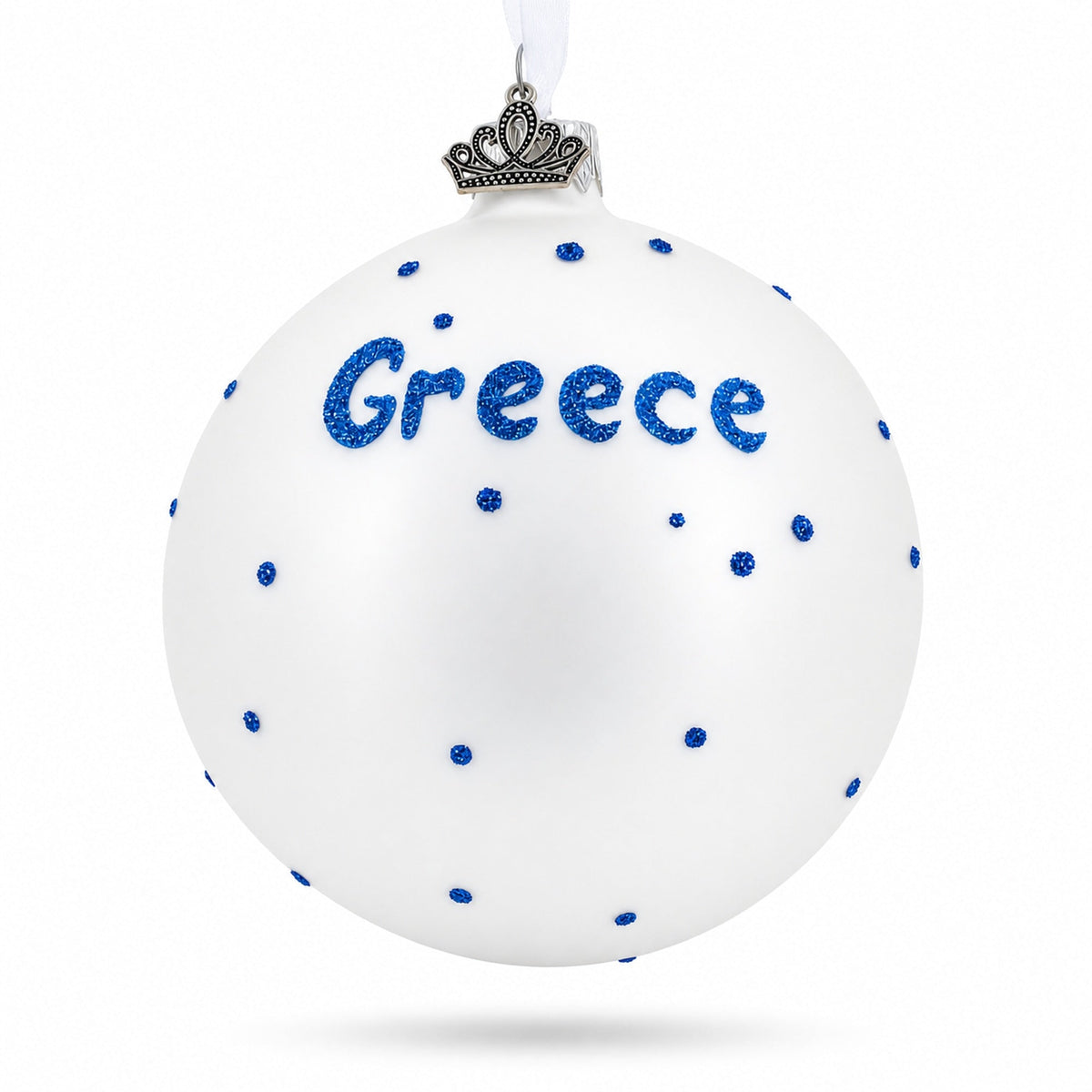 Flag of Greece Glass Ball Christmas Ornament 4 Inches