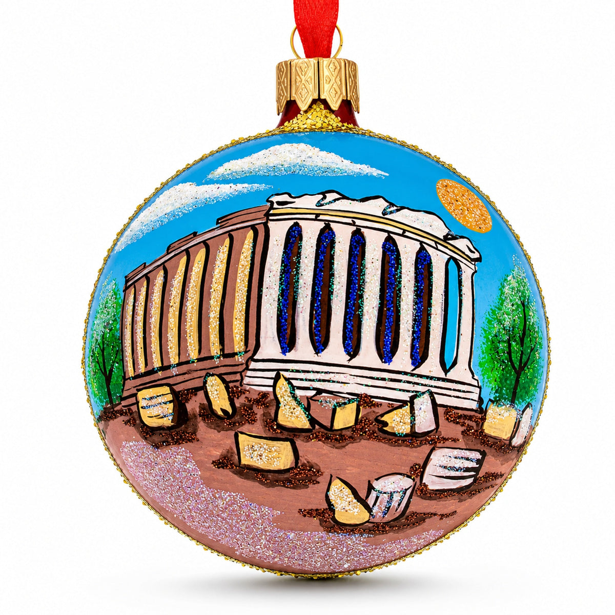 Acropolis, Athens, Greece Glass Ball Ornament 3.25 Inches