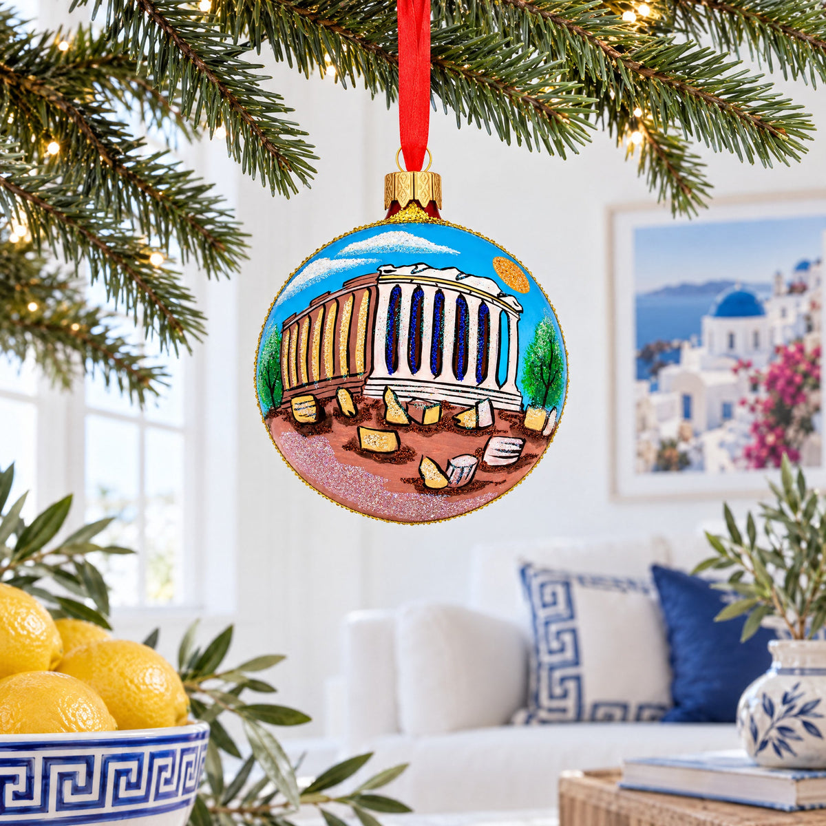 Acropolis, Athens, Greece Glass Ball Ornament 3.25 Inches