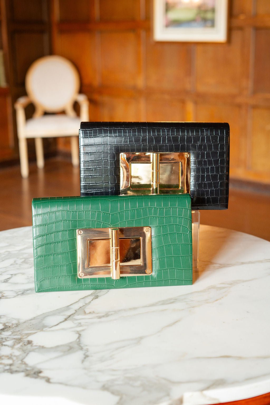 Lillian Croc Clutch - Black - Bexa Boutique