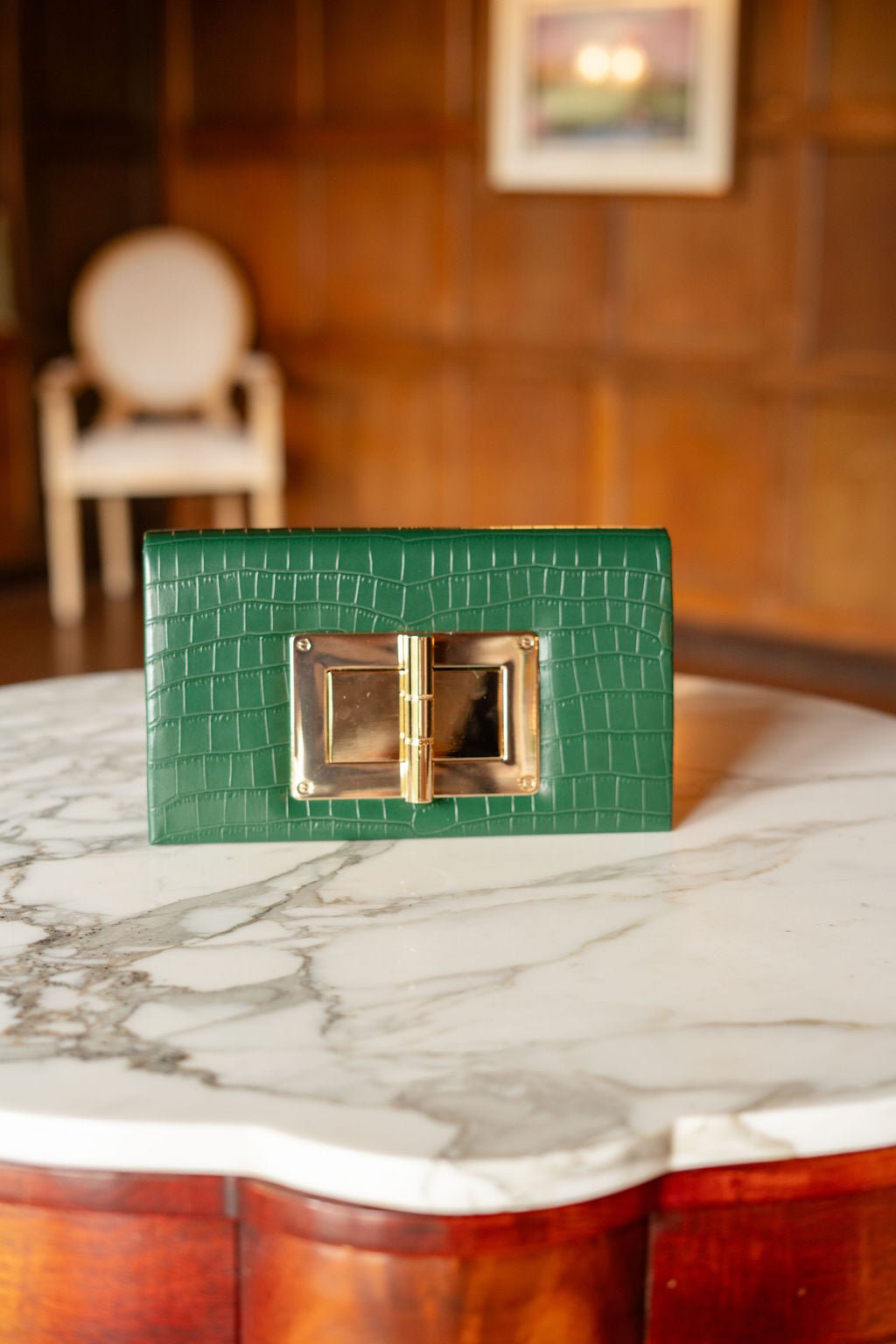 Lillian Croc Clutch - Black - Bexa Boutique
