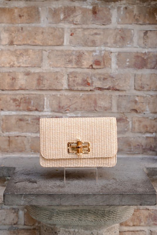 Lilly - Straw Clutch - Bamboo Toggle - Bexa Boutique