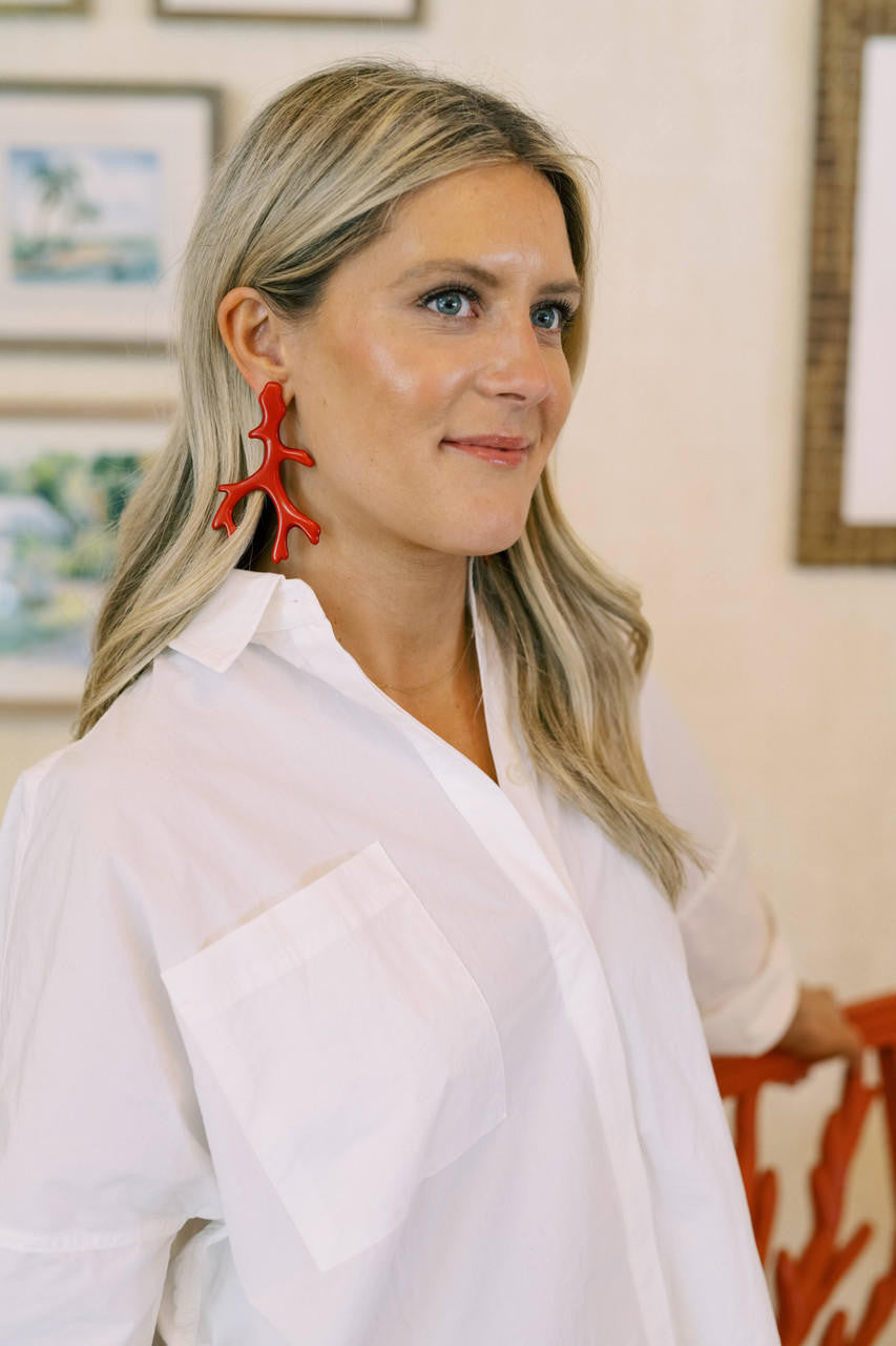 Acrylic Coral Earring - Florida Friends - White - Bexa Boutique