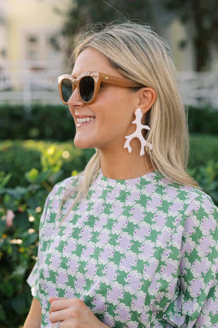 Acrylic Coral Earring - Florida Friends - White - Bexa Boutique