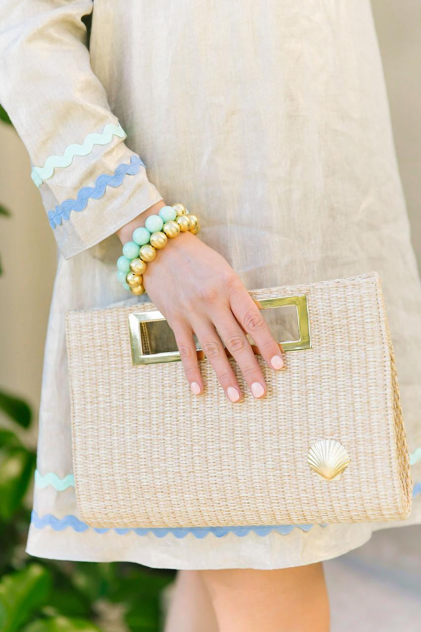 Chloe Clutch - Straw - Gold Charm