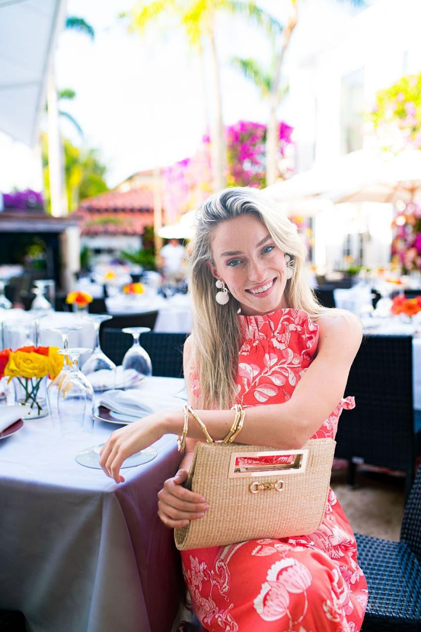 Chloe Clutch - Straw - Gold Charm